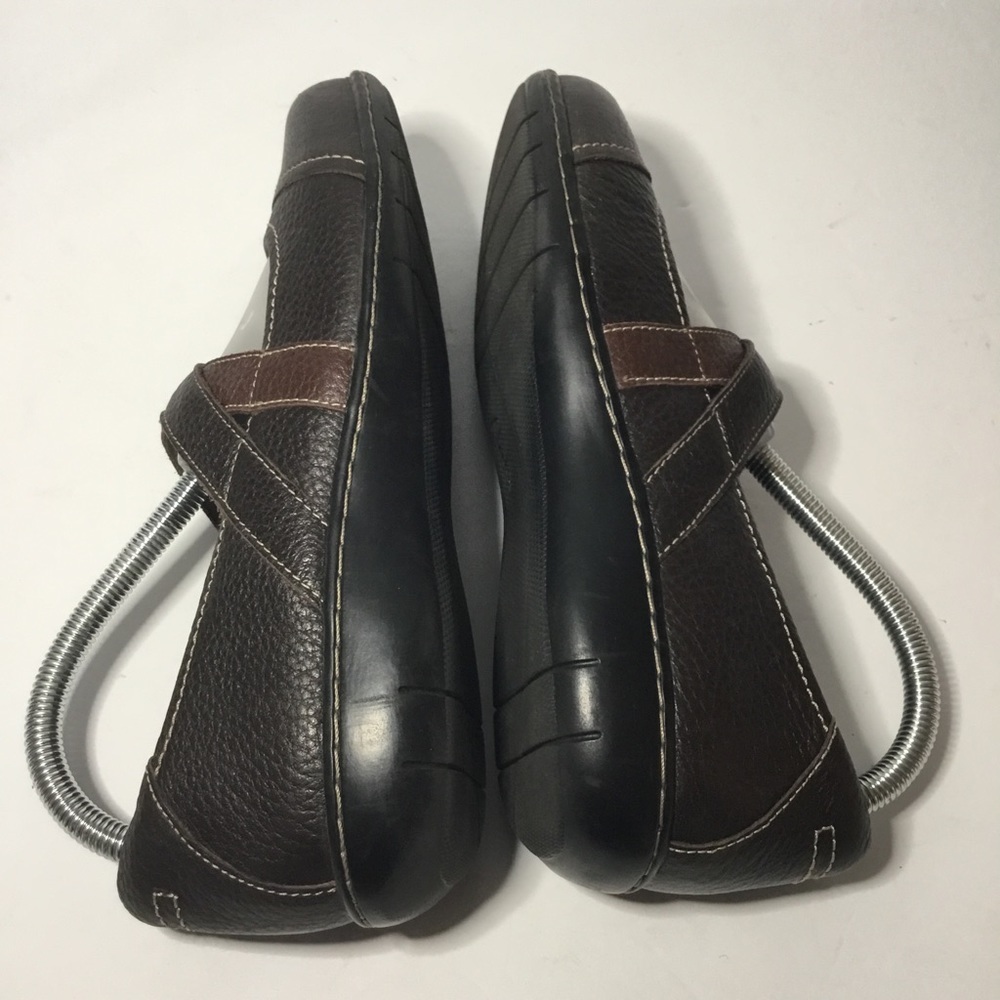Clarks Bendables Women’s Brown Tumbled Leather Mary Jane Slip On Loafers Sz 8.5 - Picture 5 of 8